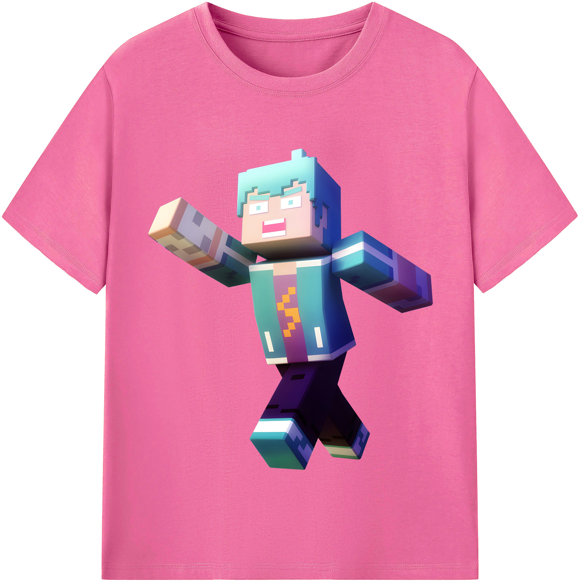（画像用） マインクラフト ブロックの世界 Minecraft MC Block world レディースカジュアルプリントTシャツ（綿100％）